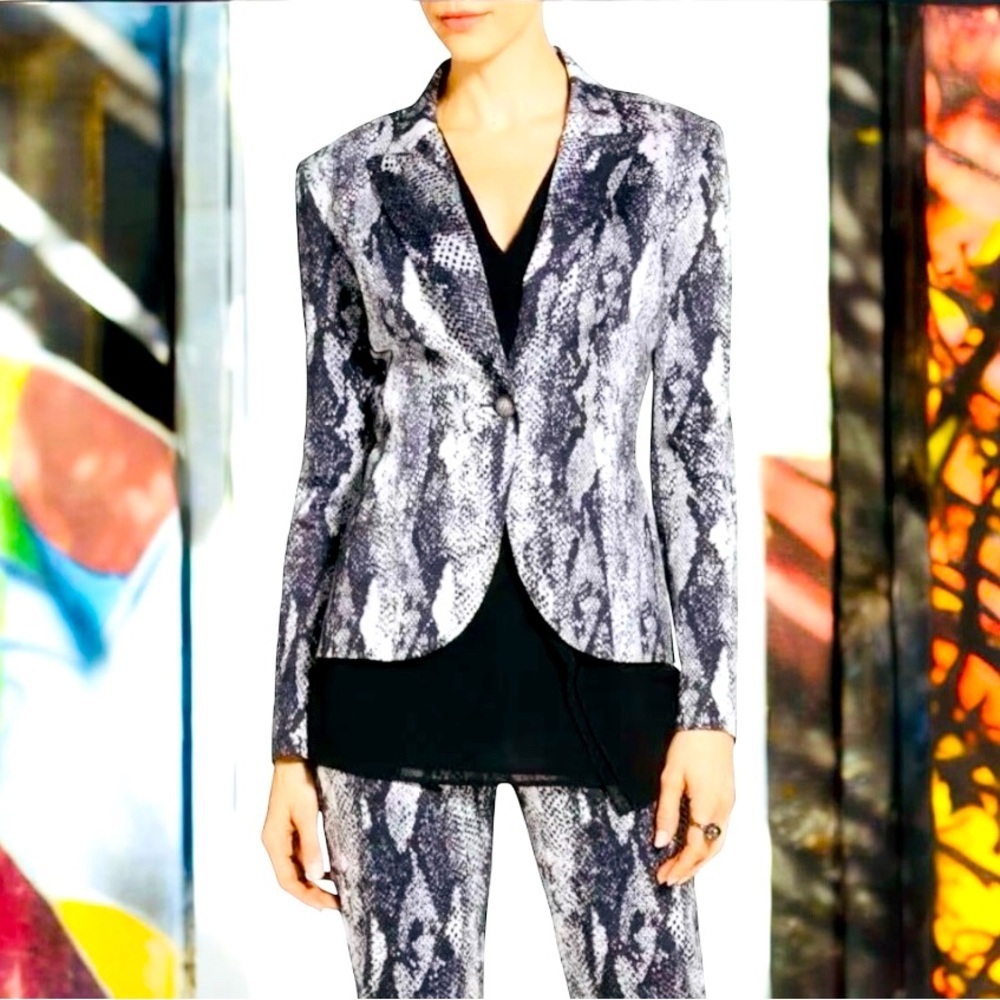 St John Black & White Snakeskin Python Print Cott… - image 7